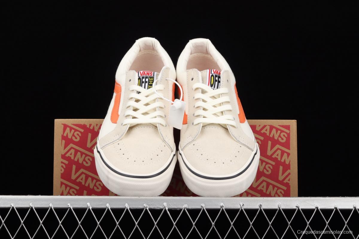 Vans Sk8-Low Reissue S classic white rice and white orange low-top leisure canvas vulcanized board shoes VN0A4UW14WU