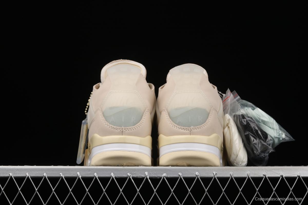 OFF-White x Air Jordan 4 Retro Cream/Sail help retro leisure sports culture basketball shoes CV9388-100