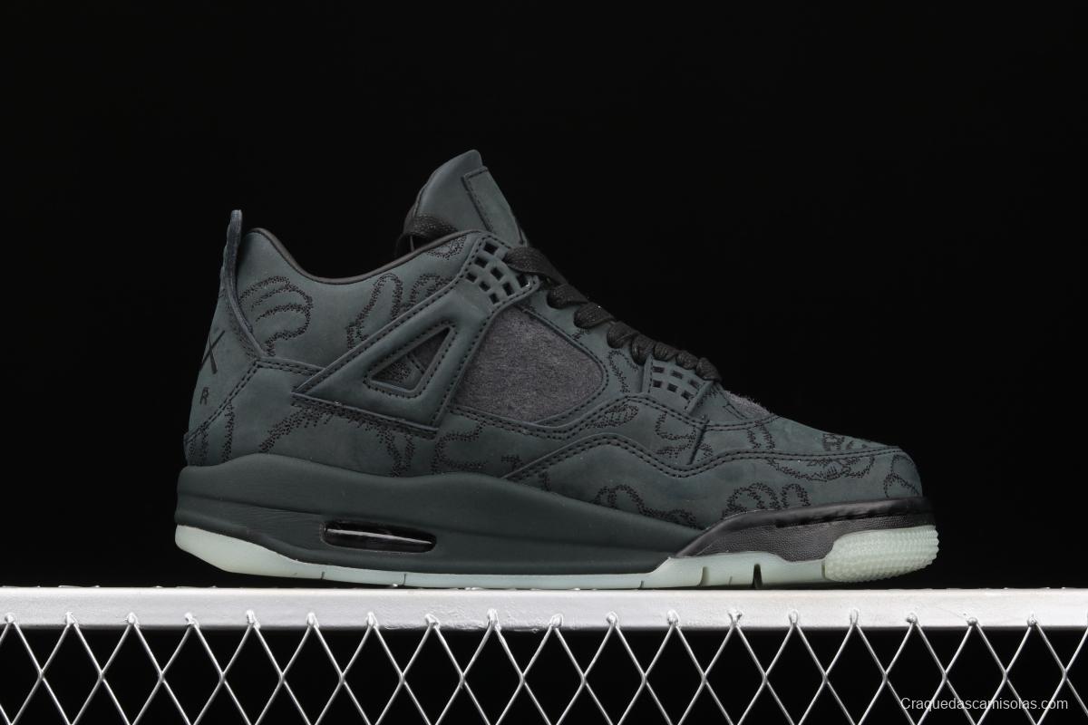 Kaws x Air Jordan 4 Black AJ4 black suede luminous limited edition 930155-001