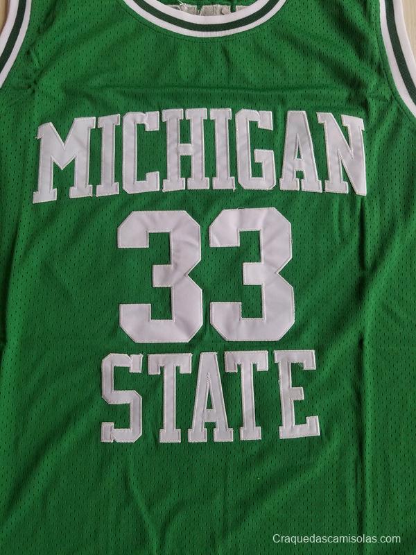 Magic Johnson 33 Michigan State College Green Basketball Jersey