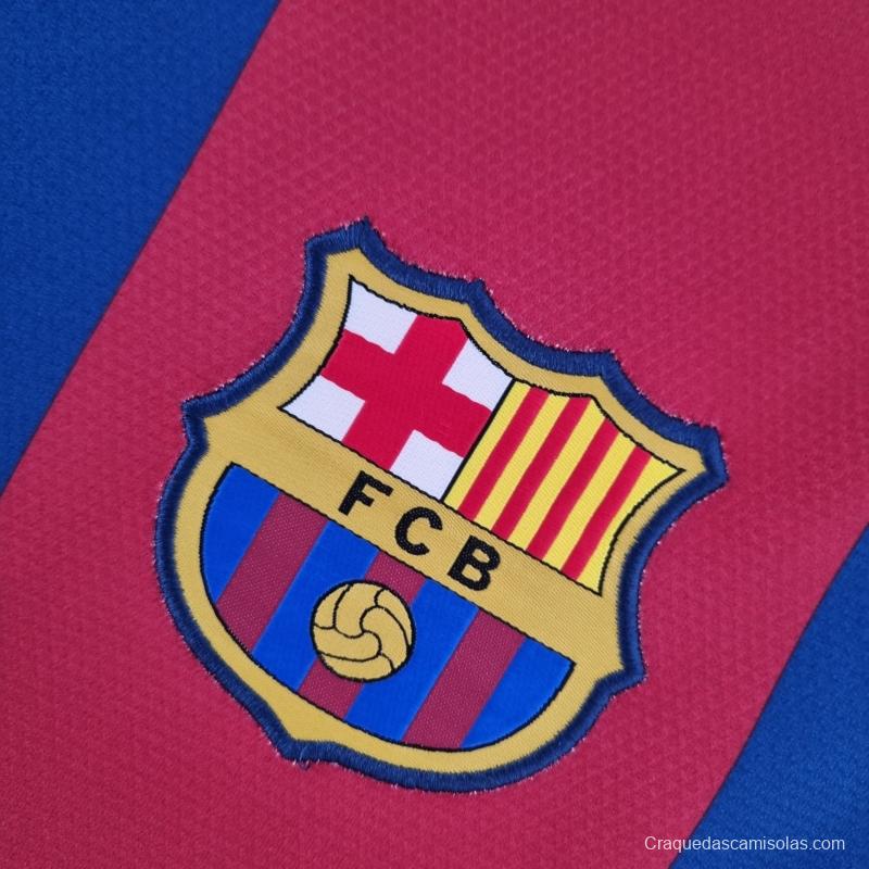 Retro 10/11 Barcelona Long Sleeve Home Soccer Jersey