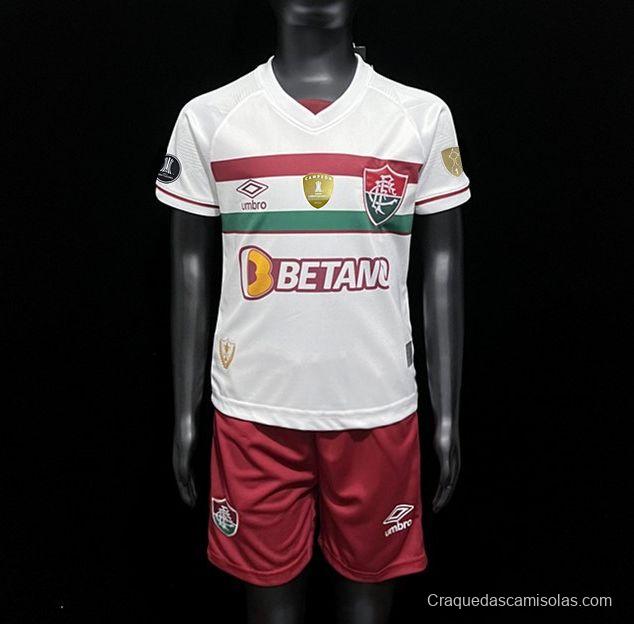 23/24 Kids Fluminense Away Jersey With Full Patch