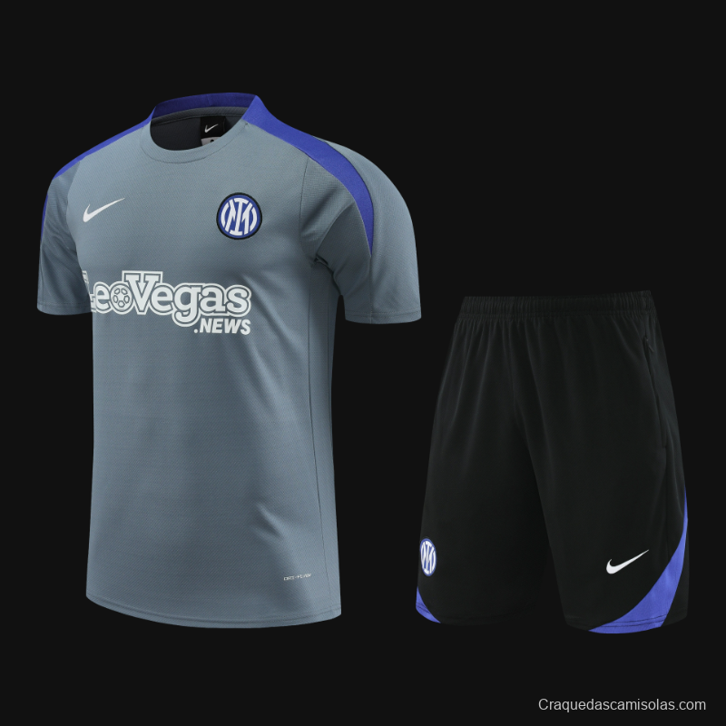 24/25 Inter Milan Grey Short Sleeve Jeresy+Shorts